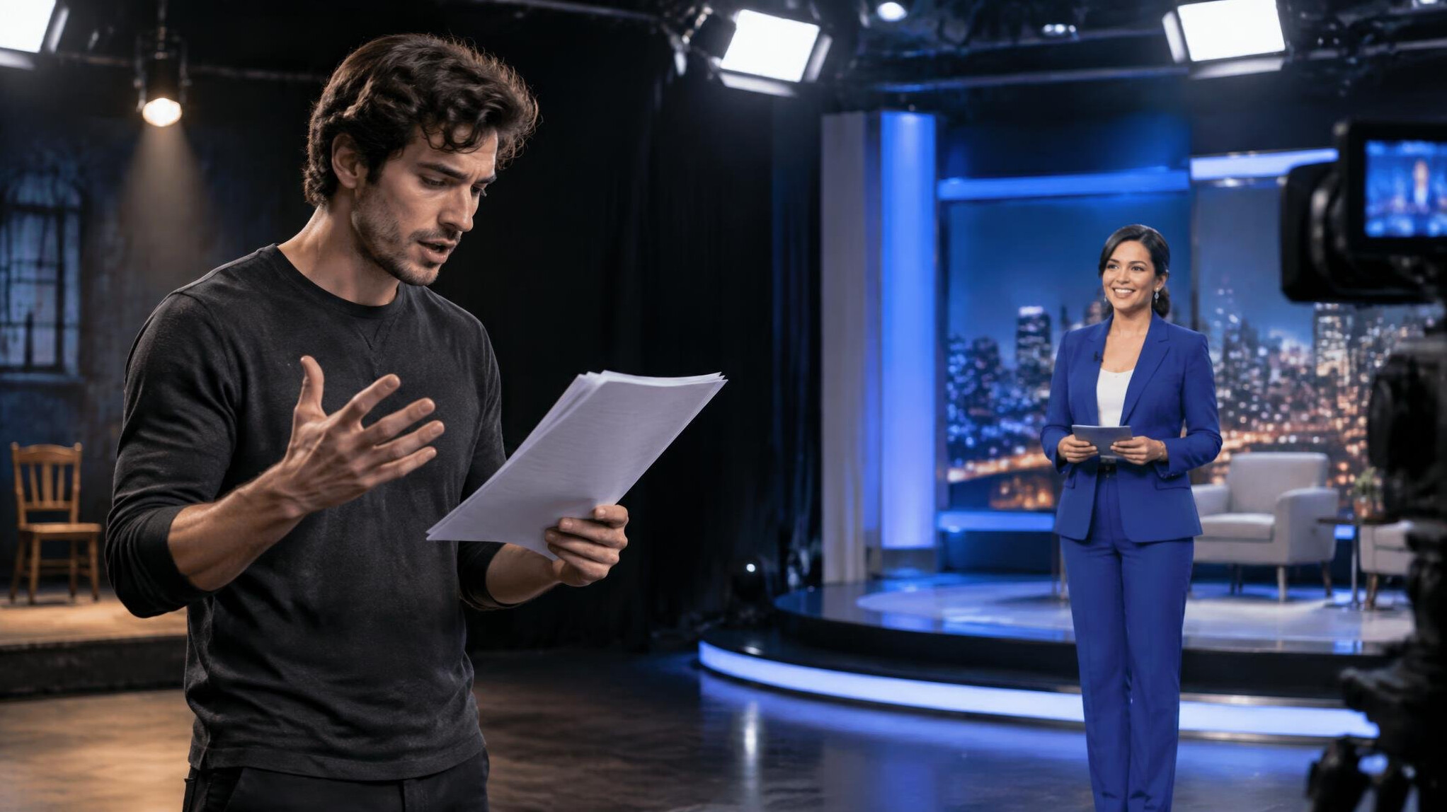 actor rehearsing lines